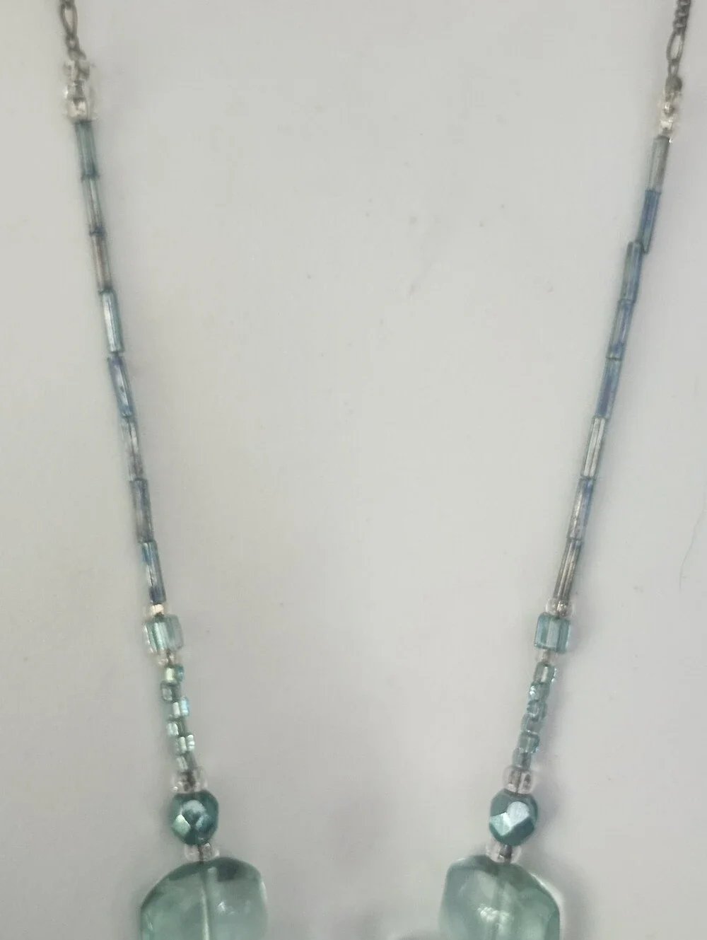 Light Aqua Glass Statement Necklace